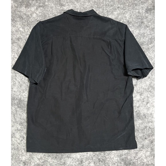 Quiksilver Floral Button Up Shirt Men's L Black Embroidered Short Sleeve Modal - Picture 3 of 17